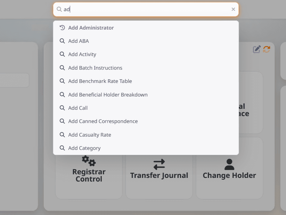 Transtar fuzzy search functionality