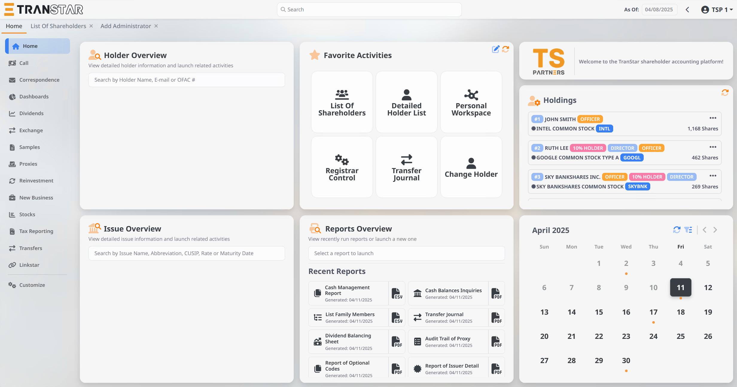 Redesigned Transtar interface